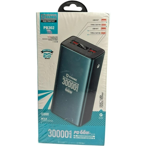 پاوربانک ایکسهانز XHANZ مدل PB-302 ظرفیت 30000 میلی آمپر ساع