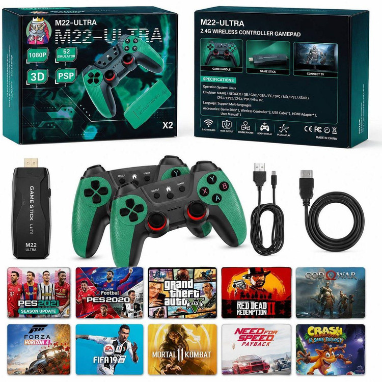 کنسول بازی M22 Ultra ظرفیت ۶۴ گیگابایت با دو دسته بیسیم