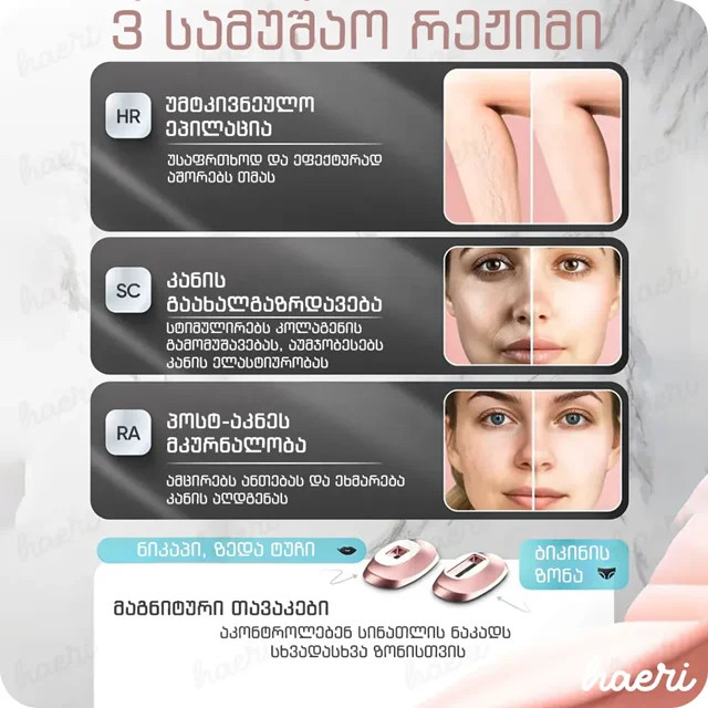 دستگاه لیزر خانگی حذف موهای زائد ۱ میلیون شات مدل BHRL-11